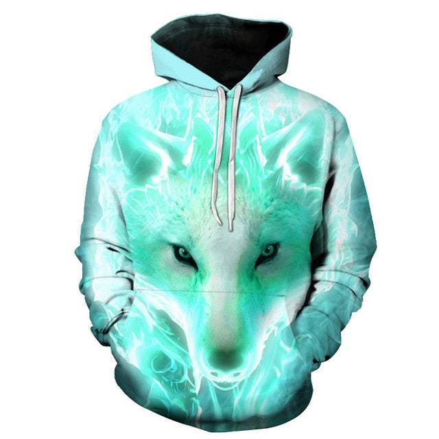 Fashion Galaxy Space 3D Hoodie bright wolf Print Hoodies Sweatshirts Men Women Unisex Hooded Pullovers Animal 3D Tops