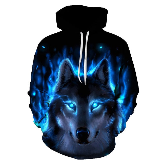 Fashion Galaxy Space 3D Hoodie bright wolf Print Hoodies Sweatshirts Men Women Unisex Hooded Pullovers Animal 3D Tops