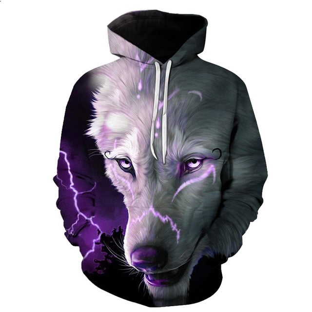 Fashion Galaxy Space 3D Hoodie bright wolf Print Hoodies Sweatshirts Men Women Unisex Hooded Pullovers Animal 3D Tops