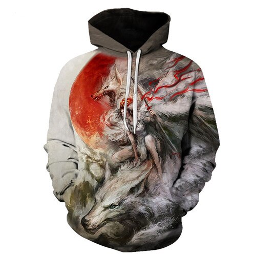 Fashion Galaxy Space 3D Hoodie bright wolf Print Hoodies Sweatshirts Men Women Unisex Hooded Pullovers Animal 3D Tops