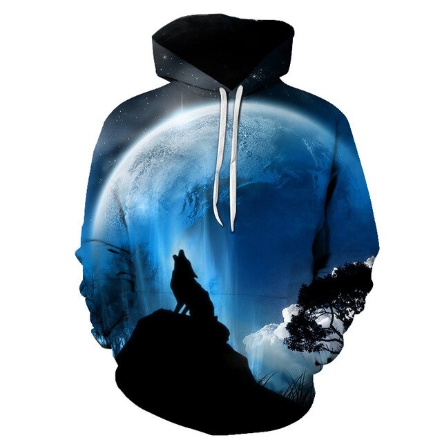 Fashion Galaxy Space 3D Hoodie bright wolf Print Hoodies Sweatshirts Men Women Unisex Hooded Pullovers Animal 3D Tops