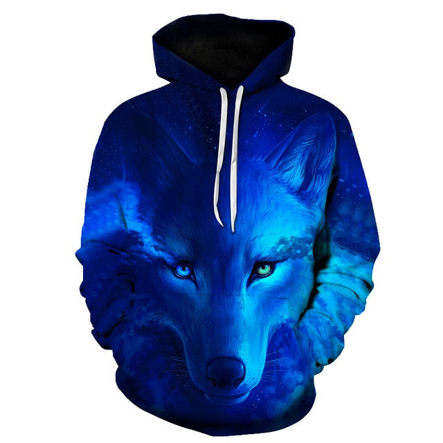 Fashion Galaxy Space 3D Hoodie bright wolf Print Hoodies Sweatshirts Men Women Unisex Hooded Pullovers Animal 3D Tops