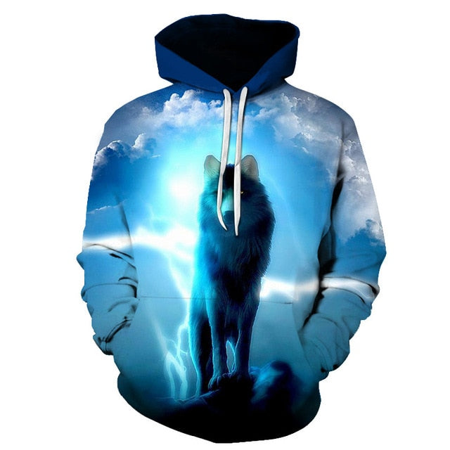 Fashion Galaxy Space 3D Hoodie bright wolf Print Hoodies Sweatshirts Men Women Unisex Hooded Pullovers Animal 3D Tops