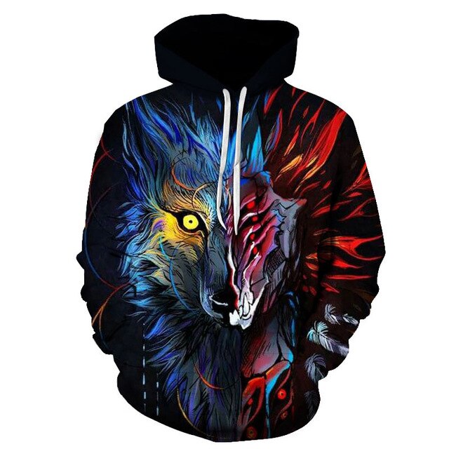 Fashion Galaxy Space 3D Hoodie bright wolf Print Hoodies Sweatshirts Men Women Unisex Hooded Pullovers Animal 3D Tops