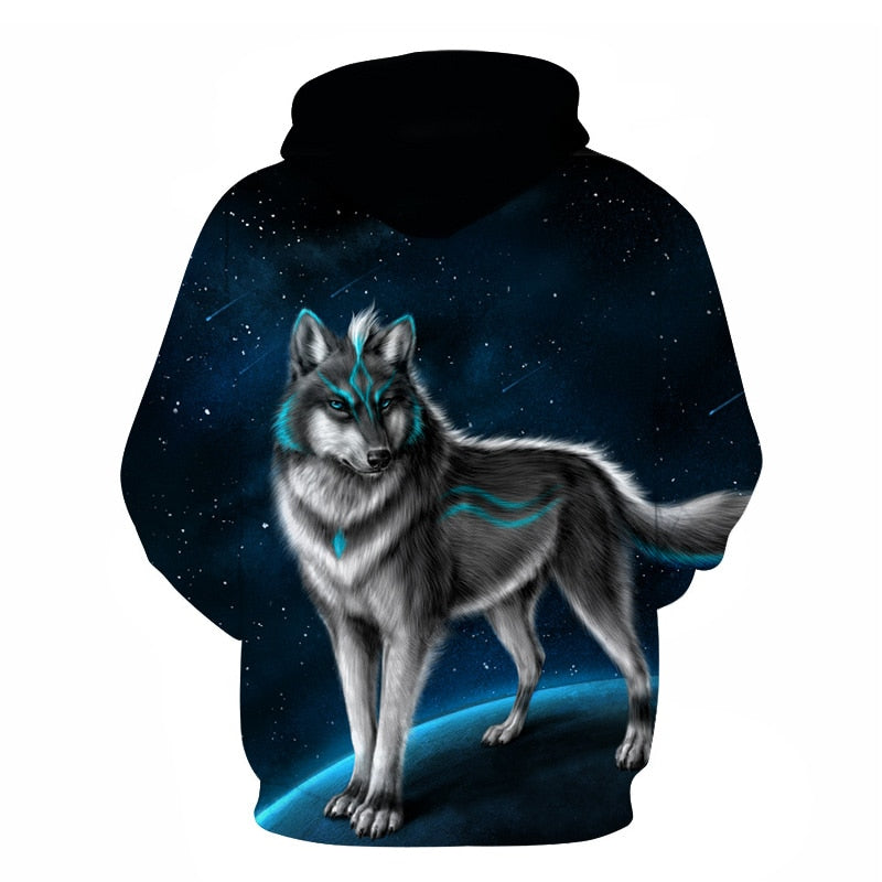 Fashion Galaxy Space 3D Hoodie bright wolf Print Hoodies Sweatshirts Men Women Unisex Hooded Pullovers Animal 3D Tops