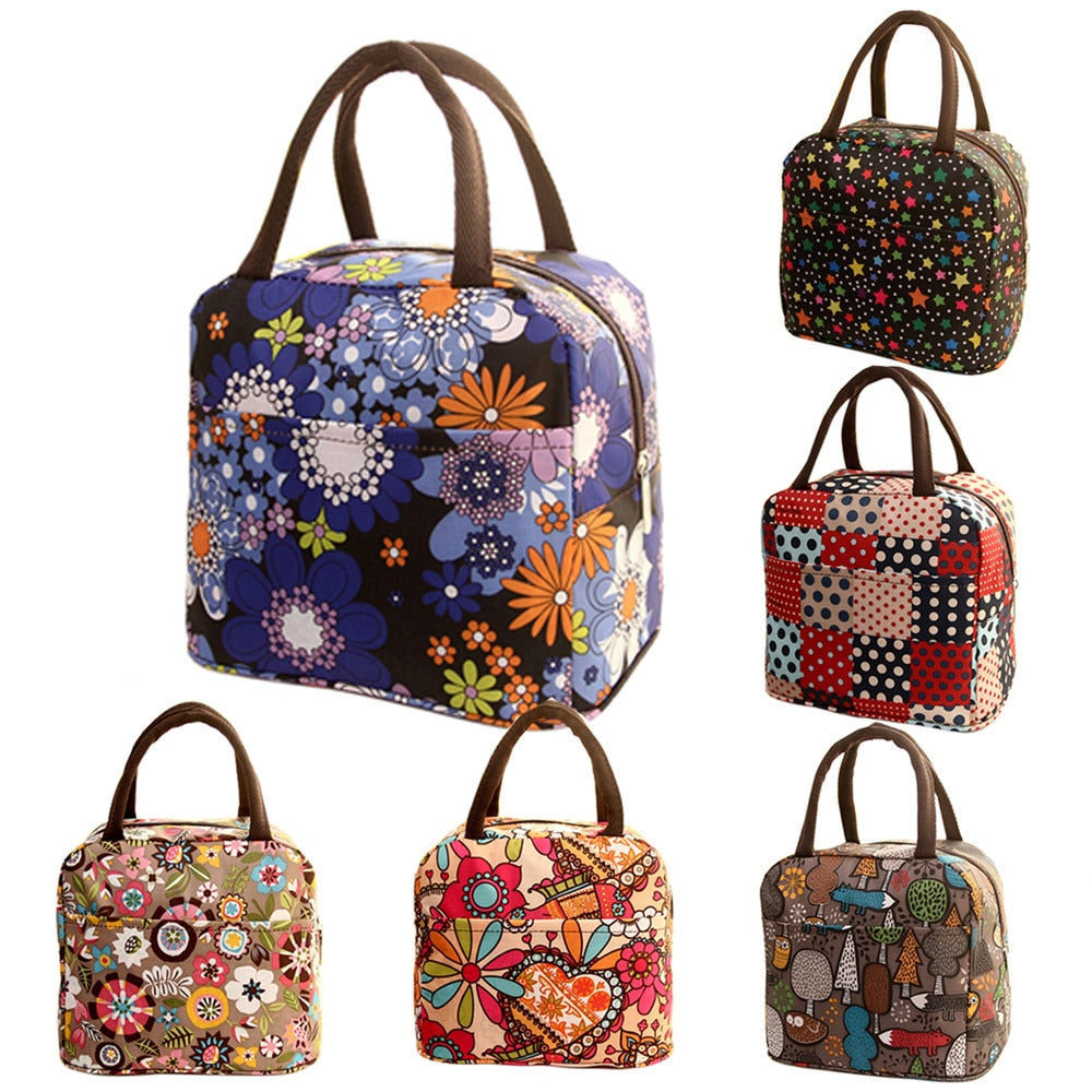 Women Lunch Bag Fashion Thermal Insulated Tote Student Picnic Lunch Bags Waterproof Handbag Pouch Thermal Insulated Tote