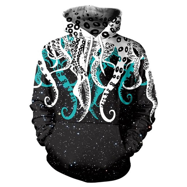 Octopus Printed Cartoon 3D Women Men Hoodies-0