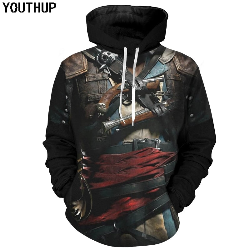 3d Hoodies Assassin Armor 3D Print Hoodies Cool Cosplay Hooded Sweatshirts Men 3d Pullover Streetwear-0