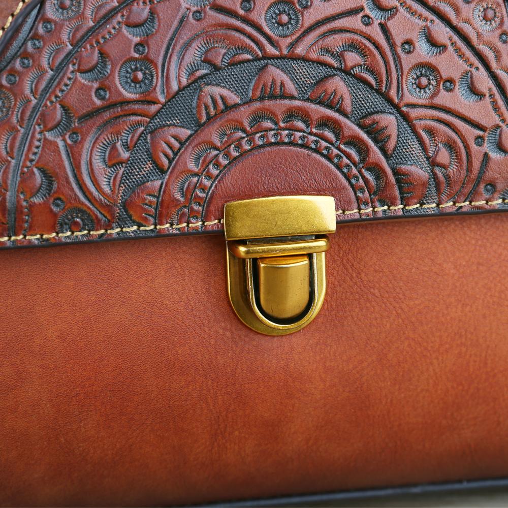 Womens Vintage Leather Tote Handbag Small Top-Handle Bags