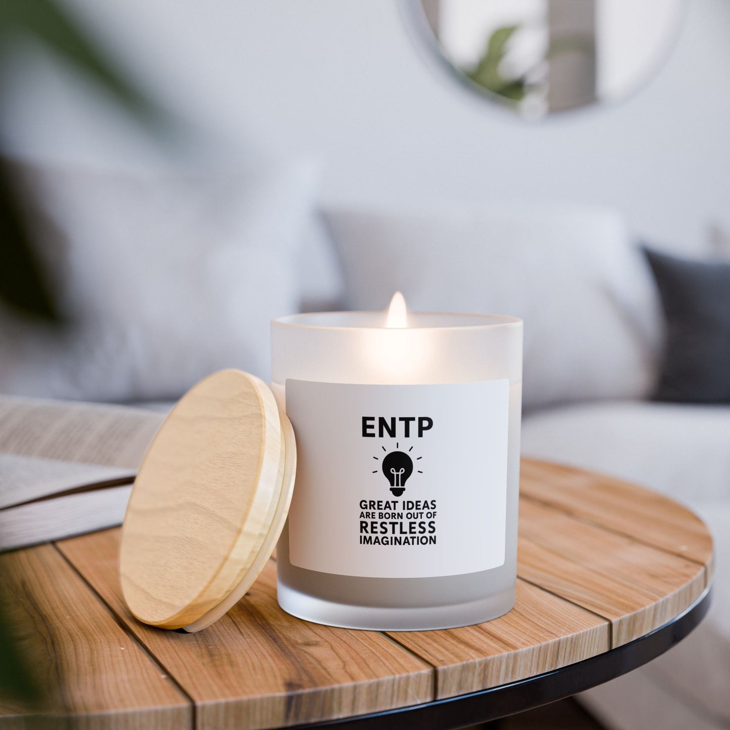 ENTP Frosted Glass Wicked Candle - 11oz