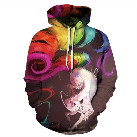 Funny Colorful Fox 3D Hoodies Men Women-0